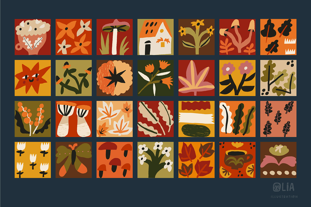 Autumn Blocks Fall Elements Clipart, a Seasonal Illustration by Olia (Photo 4 of 28)