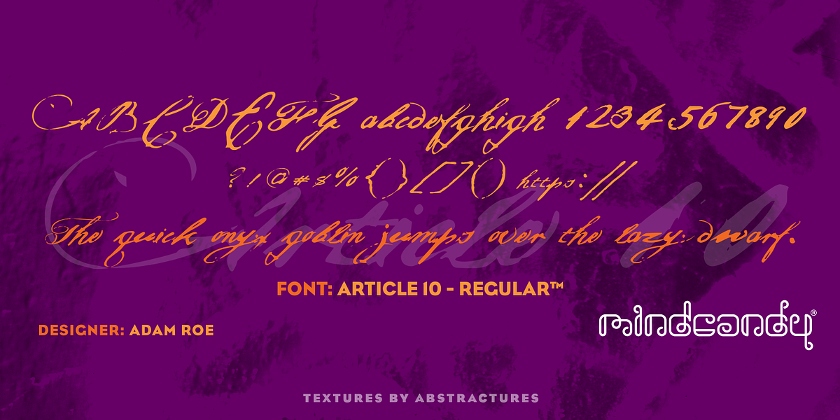 Article10™, a Script Font by MINDCANDY (Photo 1 of 2)
