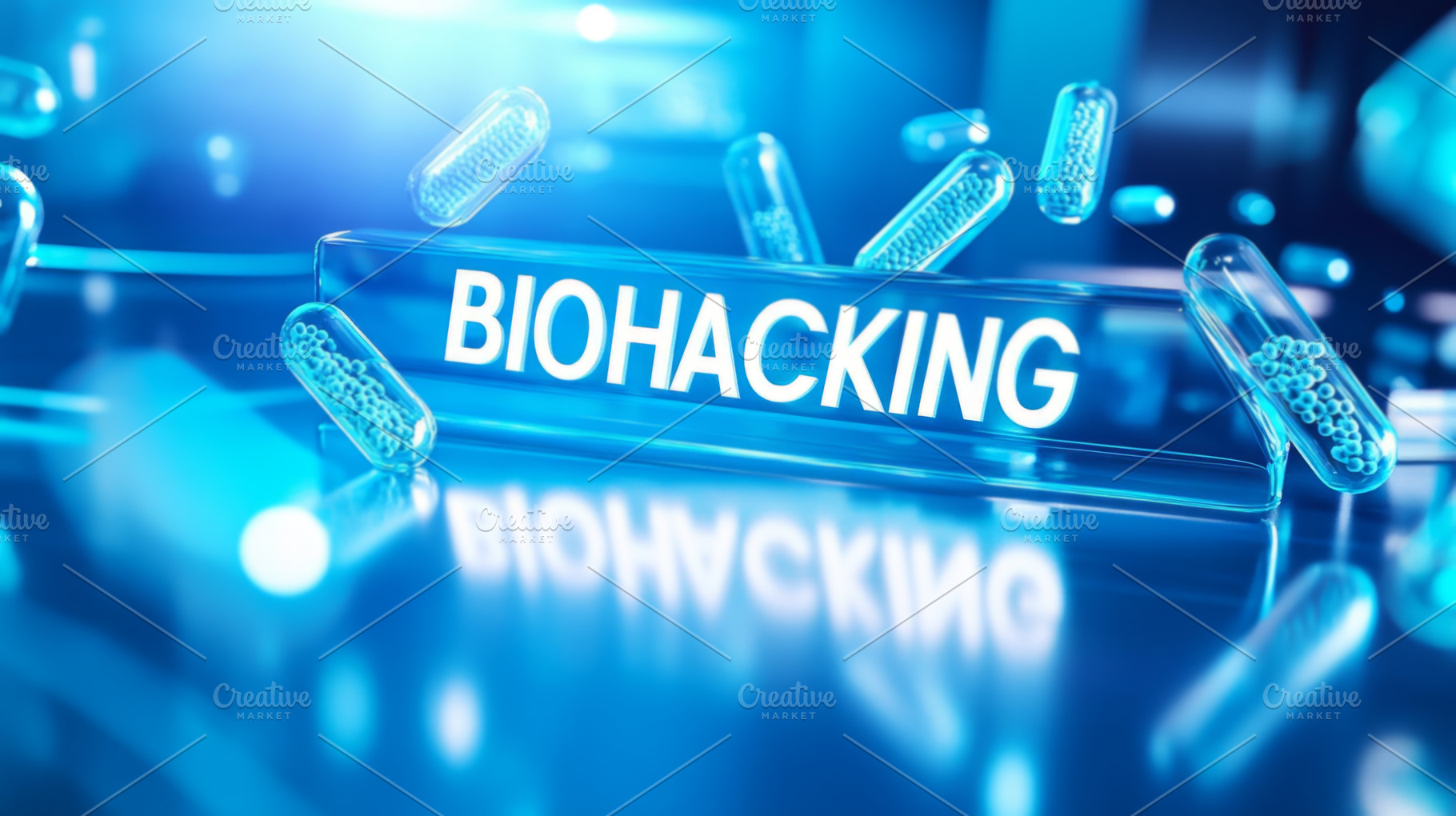 Futuristic Biohacking Concept with Blue Sci-Fi Elements, an Abstract Photo by Natalia Klenova's Shop