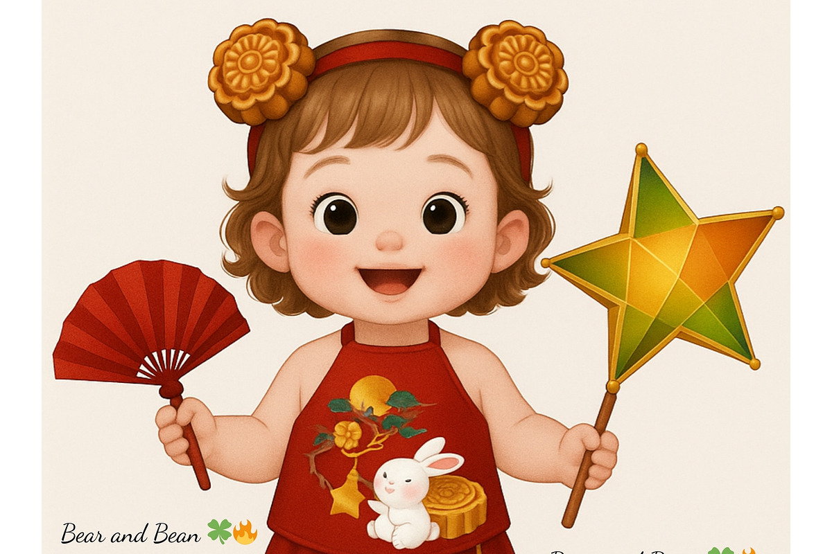 Mid-Autumn Festival Girl Clipart, a Graphic by Bear and Bean Studio (Photo 5 of 5)