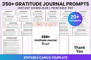 350+ Gratitude Journal Prompts Canva, a Stationery Template by Shumaya (Thumbnail 1 of 6)