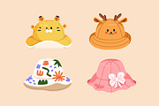 Kids summer panamas, beach hats set, an Object Illustration by Good Studio (Thumbnail 5 of 6)