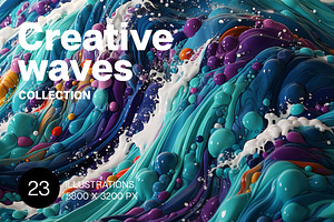 Creative waves. 23 images, a Decorative Illustration by Handmadefont