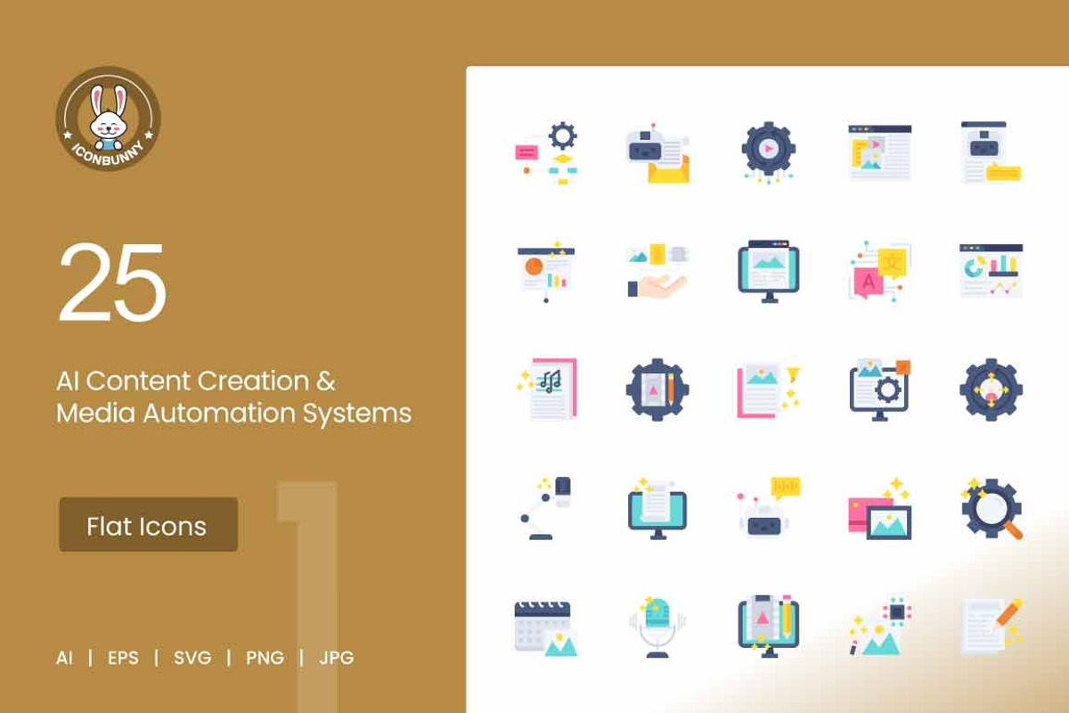 AI Content Creation Flat Multicolor, a Solid Icon by IconBunny (Photo 1 of 2)