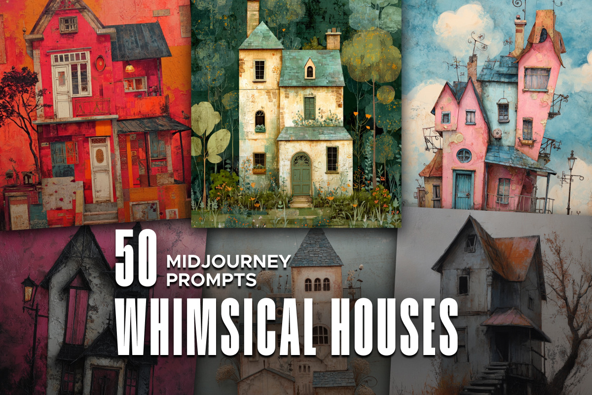 Whimsical Houses Midjourney Prompts, an Object Graphic by MadeByAI Studio (Photo 1 of 5)