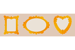 Antique golden mirror frames set, an Illustration by art PVP - market