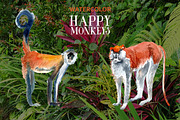 Watercolor Happy Monkeys, an Animal Illustration by Anastasia (Thumbnail 2 of 13)