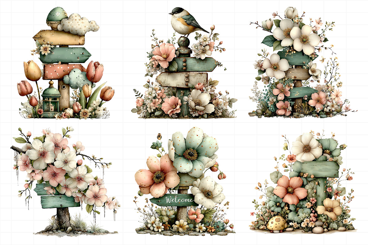 Whimsical Spring Singpost Clipart, an Illustration by Daily.Designs (Photo 8 of 8)