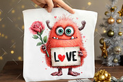Cute Valentines Monster Clipart, an Illustration by OK Design (Thumbnail 5 of 6)