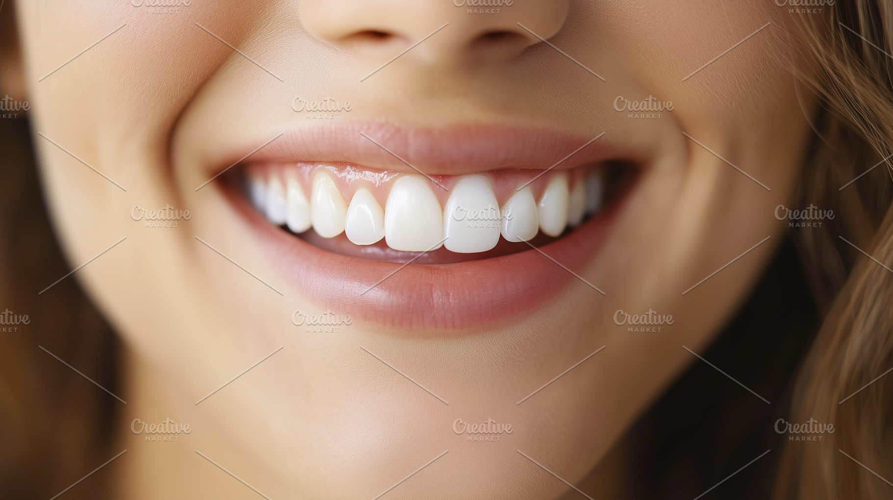 Close up of a woman's bright smile, a Health & Medical Photo by MistyDay