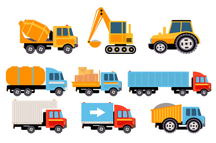 Trucks and tractors, a Transportation Illustration by TopVectors