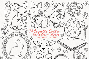 Coquette Easter Outline Bundle, a Seasonal Illustration by TitaLivingArt