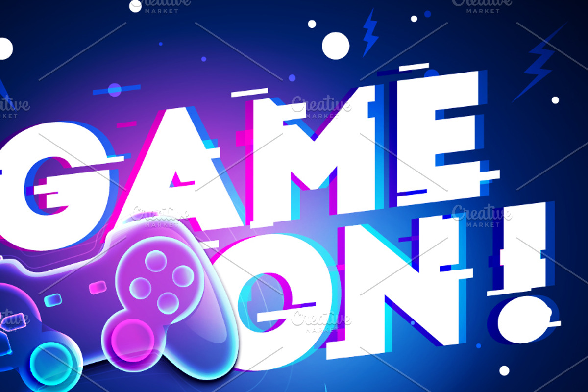 Game On Joypad In Neon Glitch Style, a Technology Illustration by Black White Mouse Design (Photo 3 of 3)