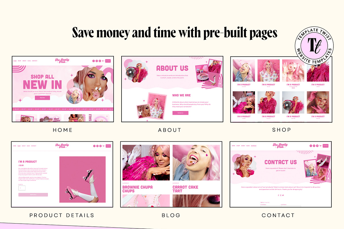 Bright Pink Squarespace Template, a Squarespace Template by Template Twist Shop (Photo 6 of 10)