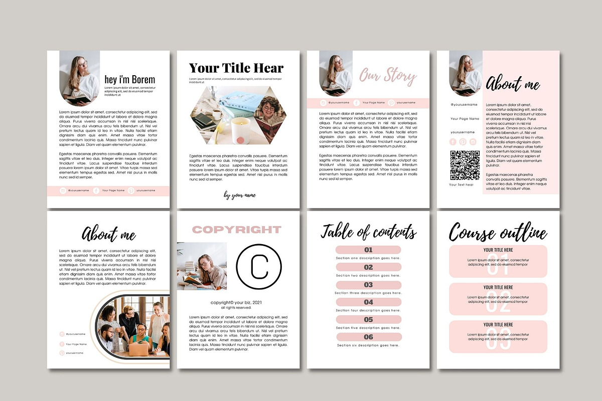 Ecourse Workbook& ebook Canva Templa, a Magazine Template by iloveTemplate (Photo 3 of 8)