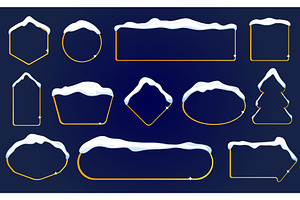 Snow covered gold frame templates, an Illustration by Vectorbuum