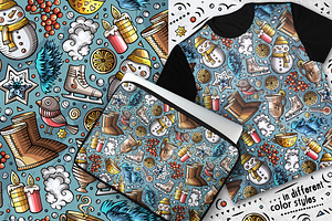 6 Winter Cartoon Seamless Patterns