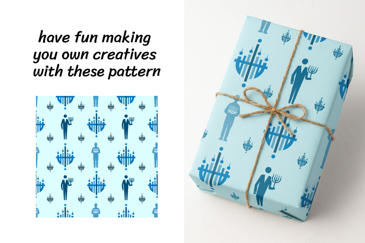 Hanukkah Menorah & Candles Patterns, a Decorative Illustration by InkyQueenArt (Photo 3 of 5)