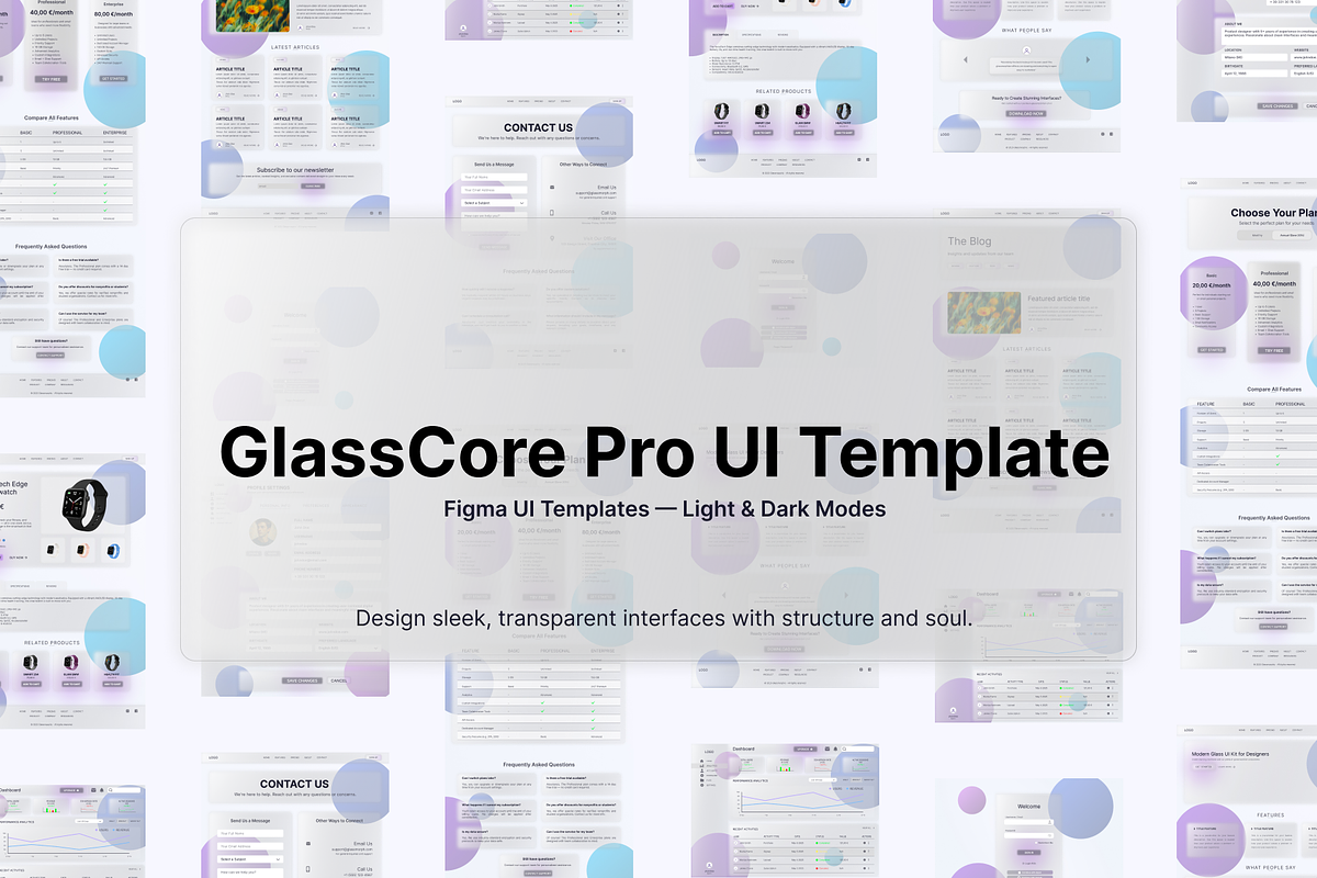 GlassCore Pro – Figma UI Template, an UI Kit Template by OzQ (Photo 1 of 16)