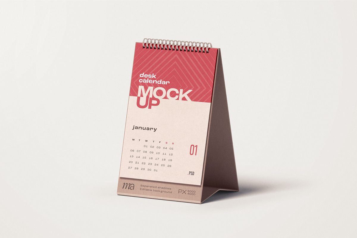 Vertical Desk Calendar Mockup Set, a Print Template by mockupatelier (Photo 4 of 11)