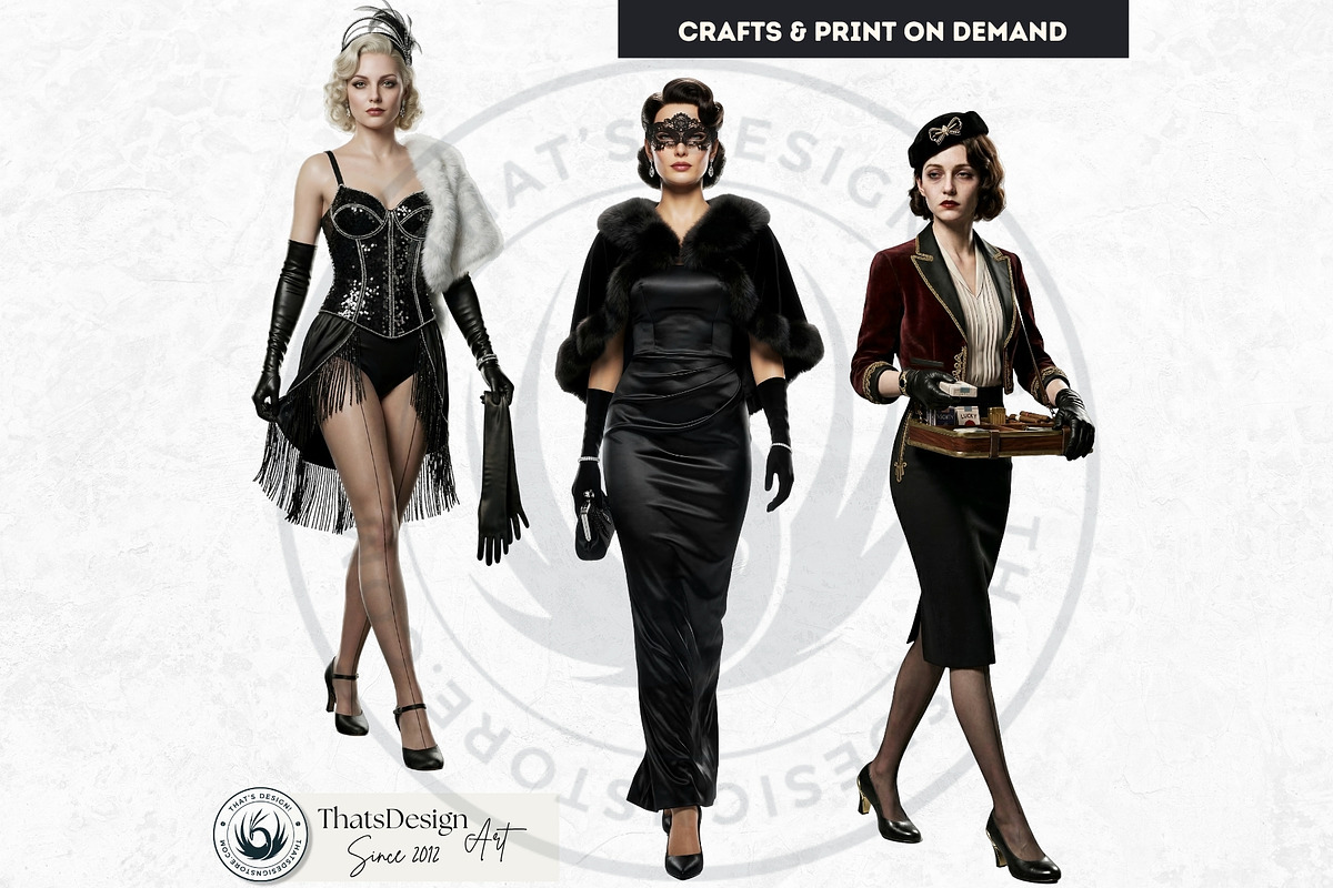 Noir Movie Characters Cliparts, a Decorative Illustration by ThatsDesignArt (Photo 8 of 11)