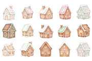Watercolor Gingerbread House Clipart, an Illustration by Designking (Thumbnail 3 of 5)