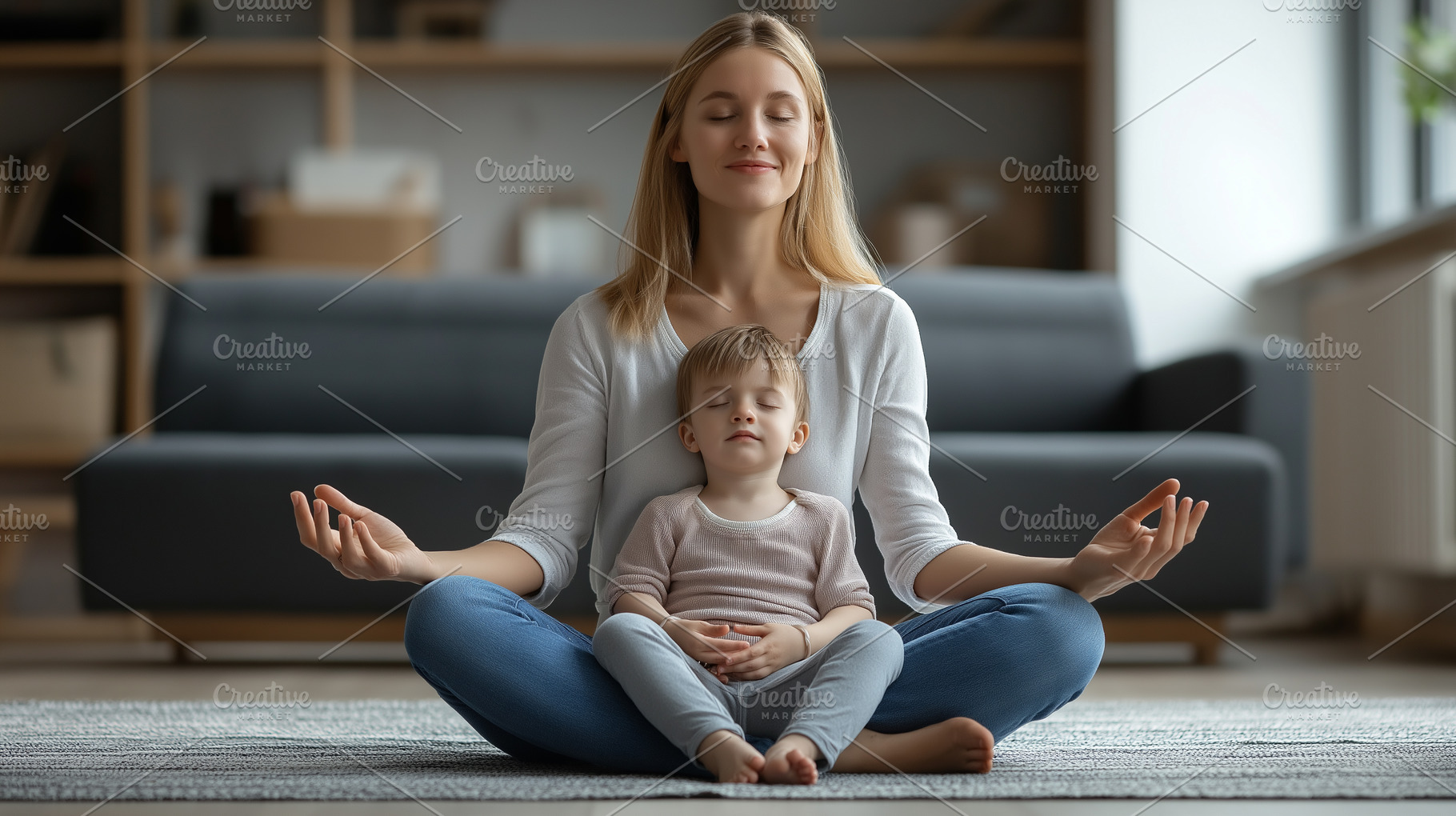 Young mother and her baby sitting, a Person Photo by MistyDay