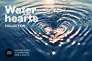 Water hearts. 25 images, a Nature Photo by Handmadefont