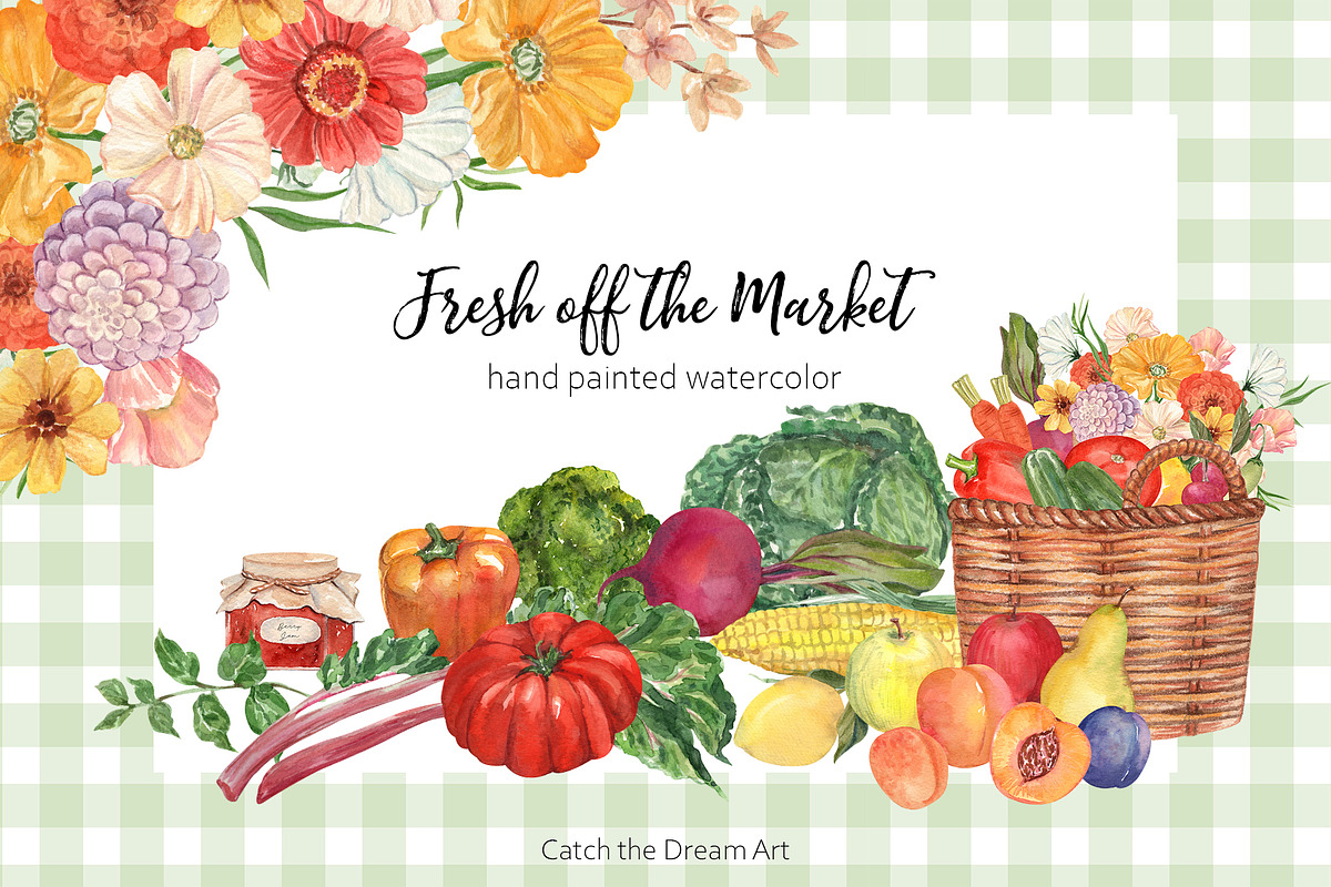 Fresh Off the Market Farm Watercolor, a Food Illustration by Catch the Dream Art (Photo 1 of 12)