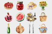 Watercolor Picnic Clipart, a Seasonal Illustration by Design Market (Thumbnail 3 of 4)