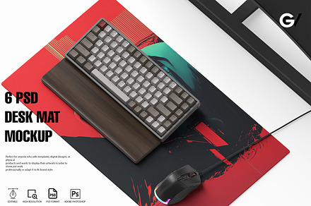 Desk mat mockup 6 PSD fully editable