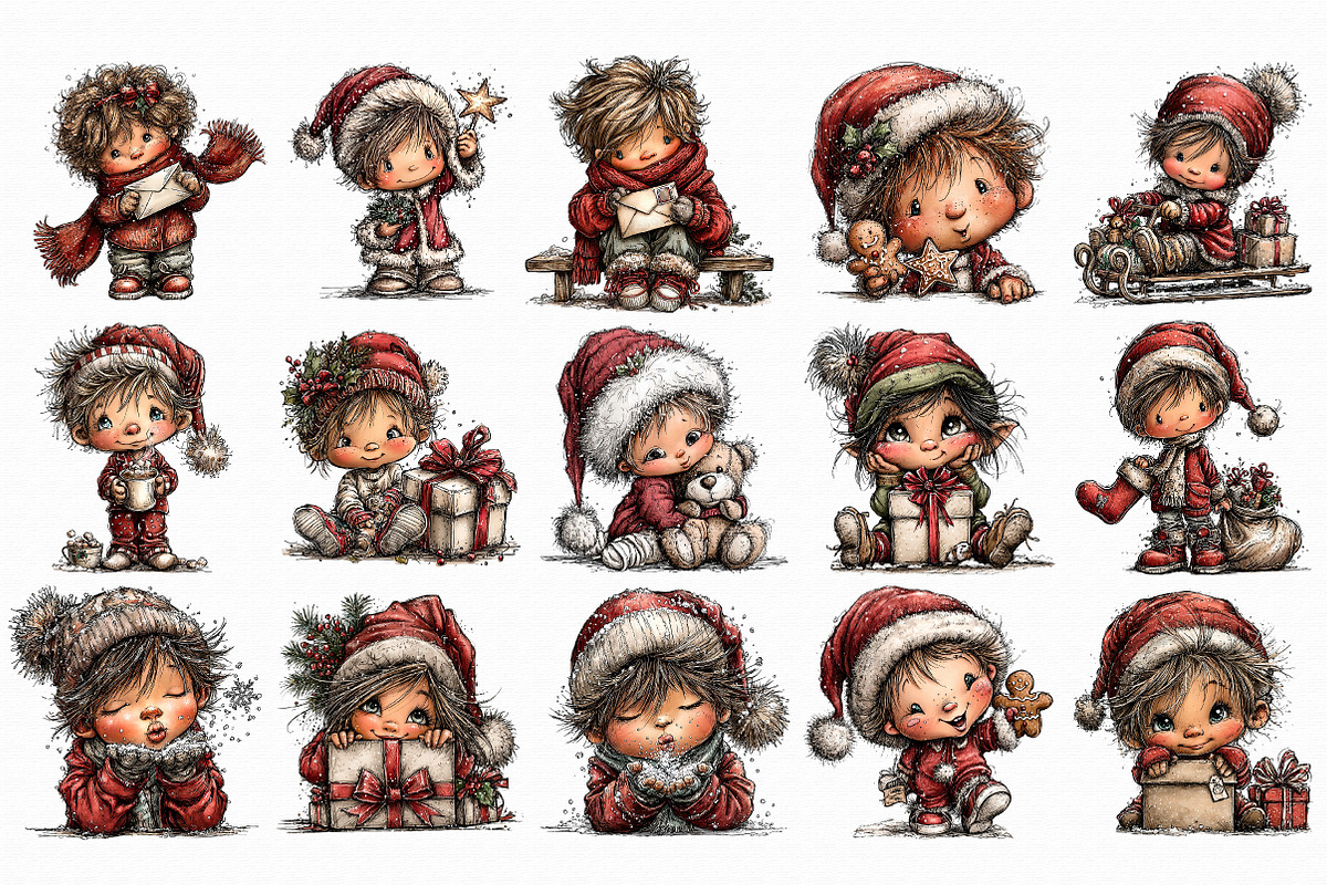 Cute Little Christmas Boy Clipart, an Illustration by Libby Wishes (Photo 7 of 7)