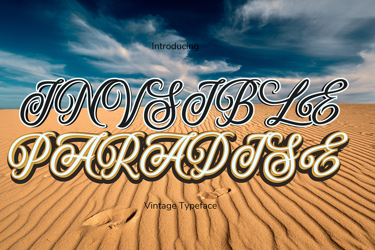 Invisible Paradise Vintage Typeface, a Sans Serif Font by Aditastudios (Photo 1 of 7)