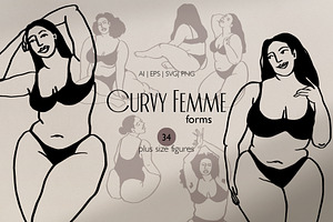 Curvy Body Positive Women Art, a Person Illustration by ArtPavo