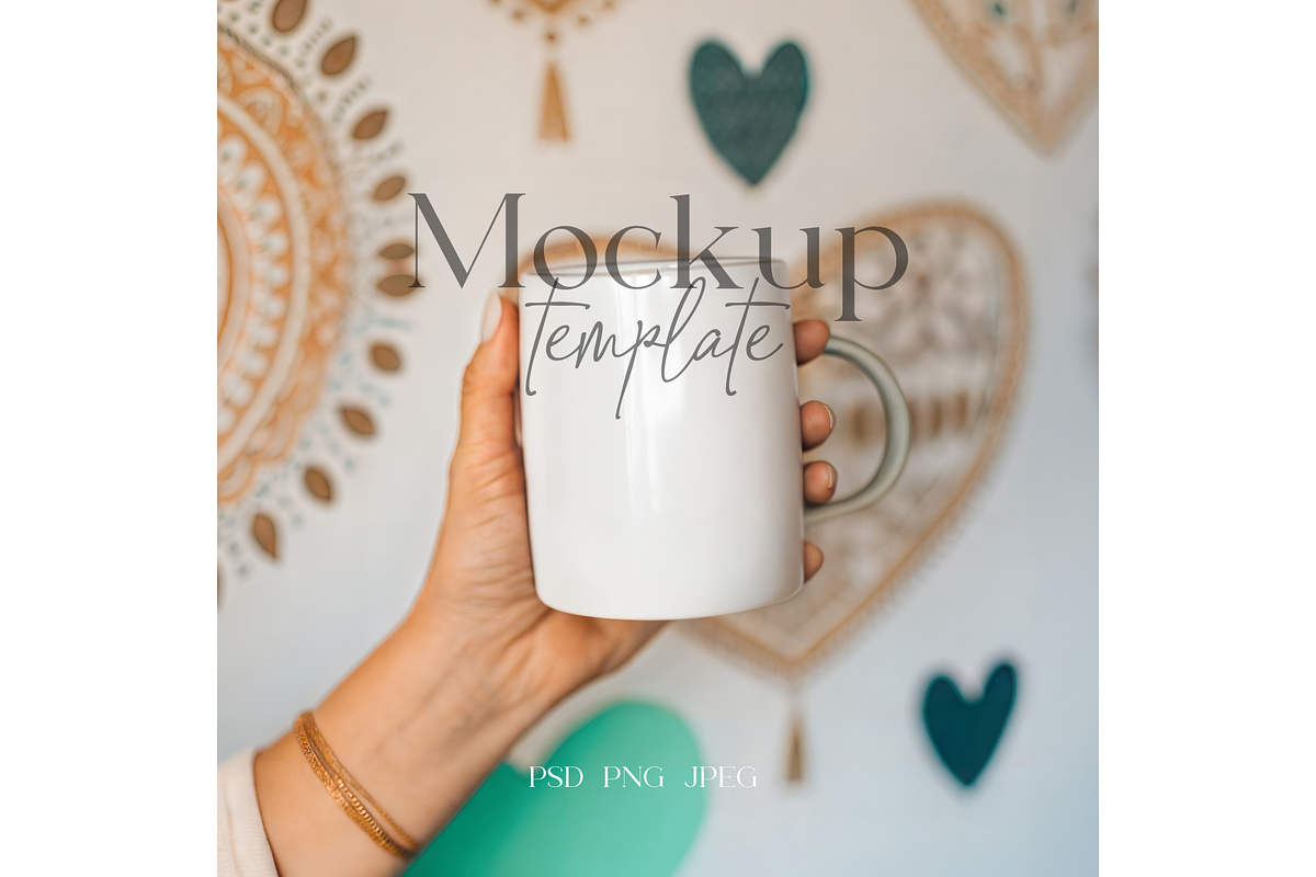Boho Mug Mockup with Mandala Decor, a Product Mockup by MockupWizard (Photo 1 of 5)