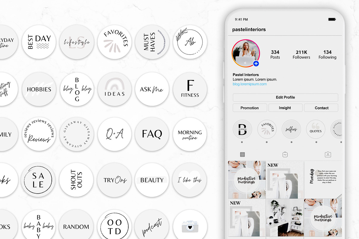 Instagram highlight covers in White, a Social Media Template by SwitzerShop (Photo 3 of 3)