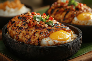 Delicious grilled fish served with r, a Photo by Tanuart