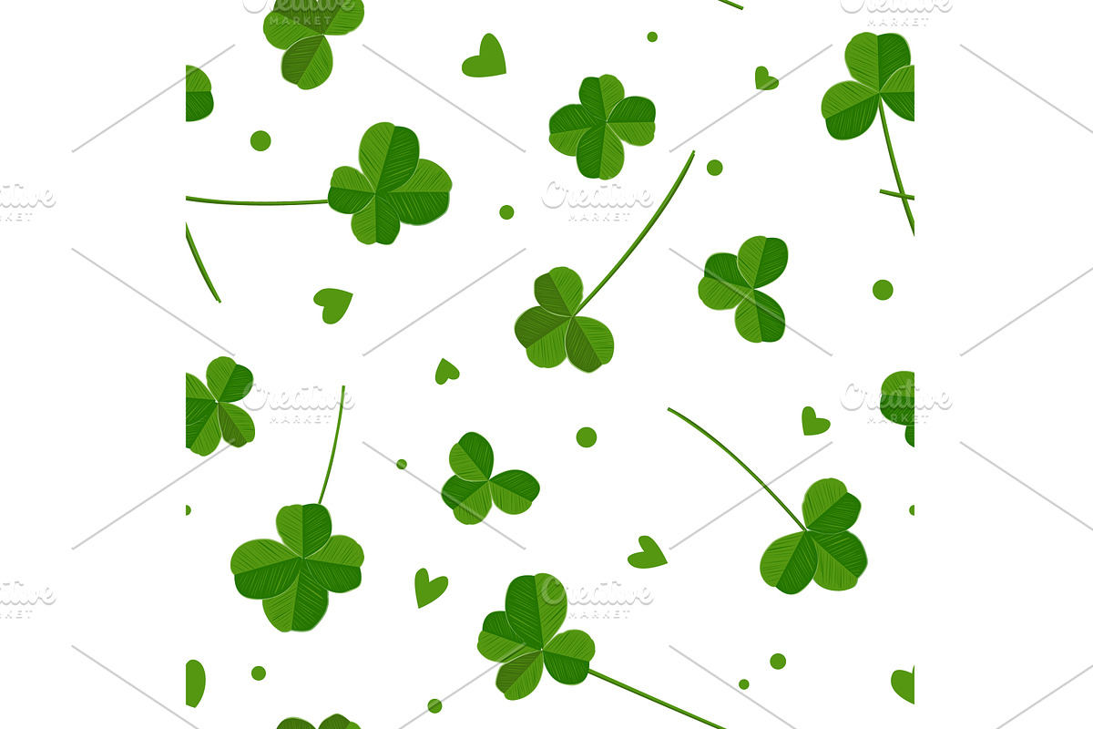 Clover leaves seamless pattern, an Object Illustration by Toltemara