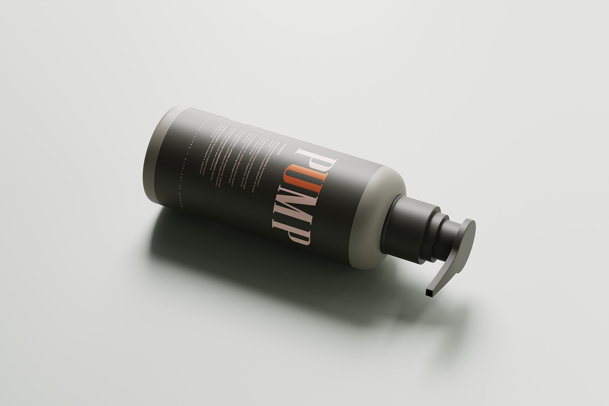 Greige Plastic Pump Bottle Mockups, a Packaging Mockup by MockupFree.Net (Photo 5 of 9)