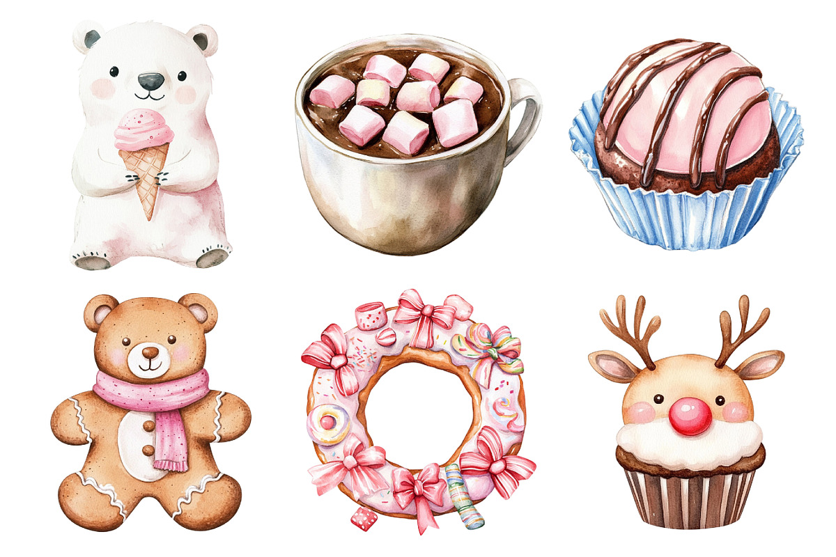 Pink Sweet Cute Christmas Clipart, an Illustration by Daily.Designs (Photo 5 of 5)