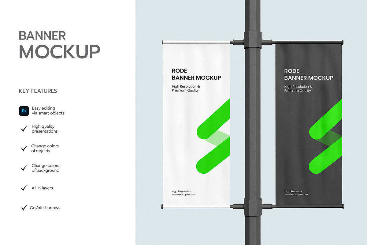 Street Pole Banner Mockup PSD, an Advertising Mockup by graphypix (Photo 2 of 4)