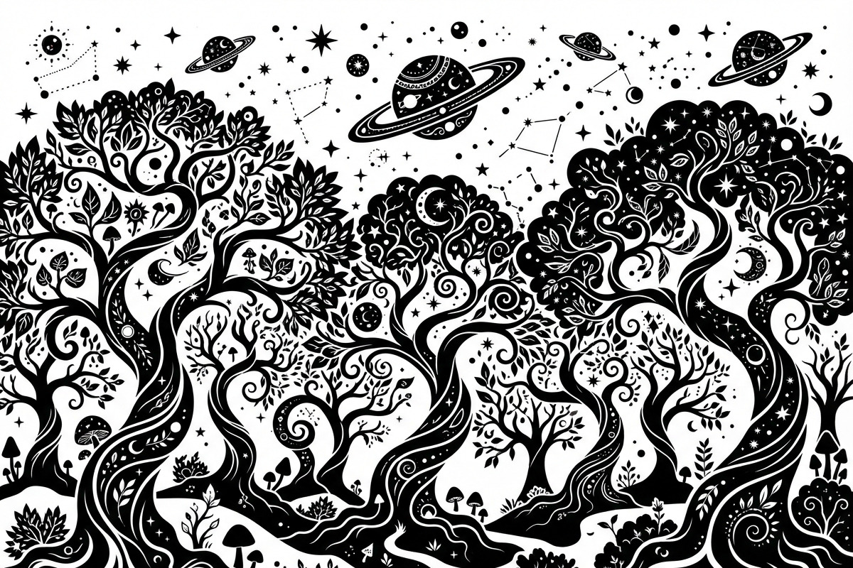 50 Mystical Galaxy Forest Silhouette, a Technology Illustration by Amazin_art (Photo 41 of 41)