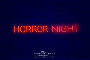 Horror Night Neon Sign PSD Editable, a Layer Style Add-On by TrueVector