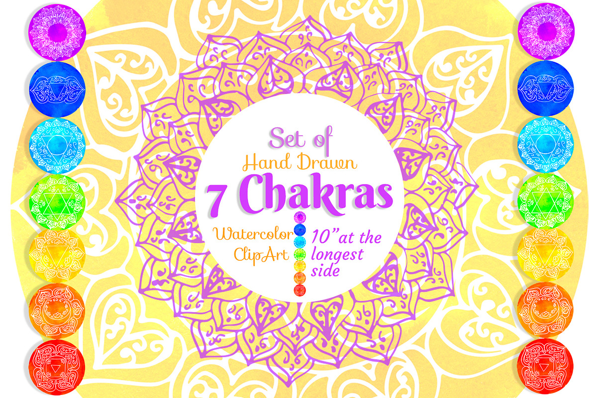 Watercolor chakras clipart, an Object Graphic by SweetRenieDesigns (Photo 1 of 3)