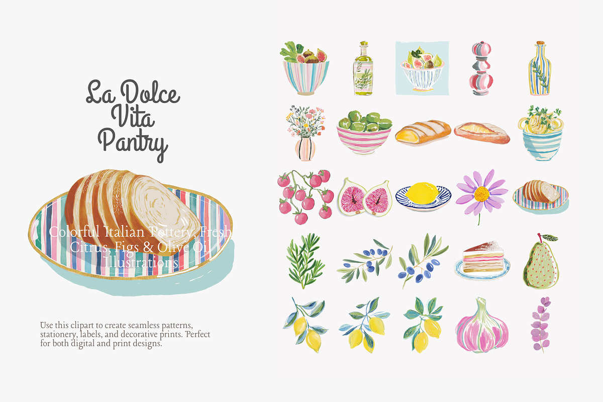 La dolce vita pantry clipart set, a Decorative Illustration by Patishop Art (Photo 7 of 10)