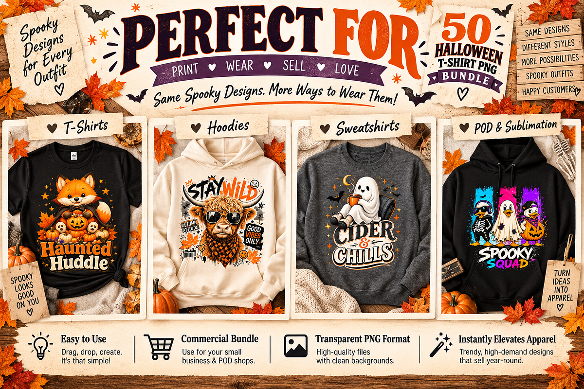 50 Halloween T-Shirt PNG Bundle, an Object Graphic by Designertale (Photo 7 of 11)