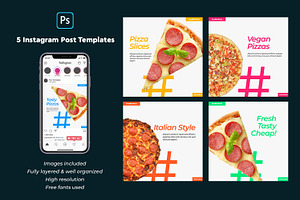 Pizza Instagram Post Template Pack#2