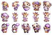 Valentine Animal Clipart, an Animal Illustration by DreamArtGraphic (Thumbnail 2 of 4)