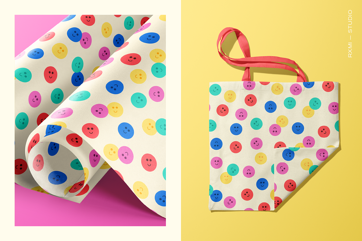 Cute Colorful Smiley Faces Pattern, a Pattern Graphic by Rxmi Studio (Photo 2 of 3)