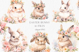 Floral easter bunny clipart
